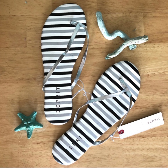 esprit black flip flops